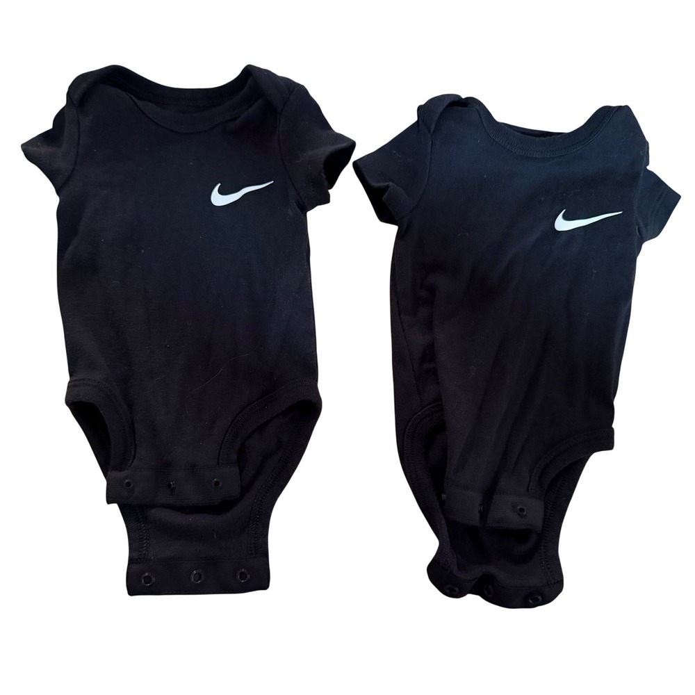 Nike Baby Bodysuit 2 Pack Black Short Sleeve Swoosh Logo 3M K647-023